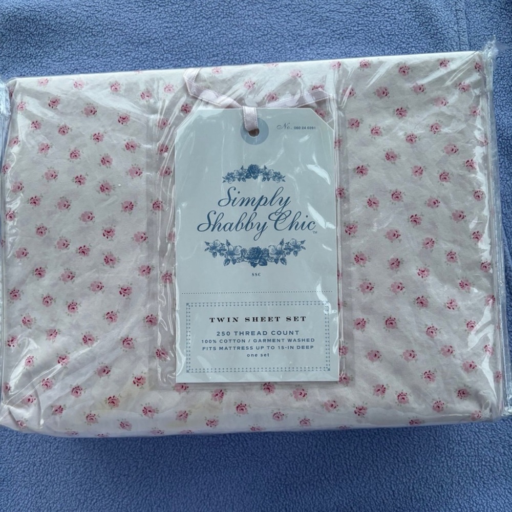 SIMPLY SHABBY CHIC MON AMI PINK TWIN  COTTON SHEETS Target Retired